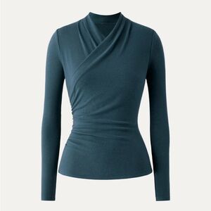 NWOT OGL Forest Night Medium Eco-Mousse® Crossover Ruched Long Sleeve Top